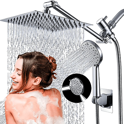 #ad 8” Rain Square Shower Head with Handheld Spray Combo High Pressure Adjustable US $30.79