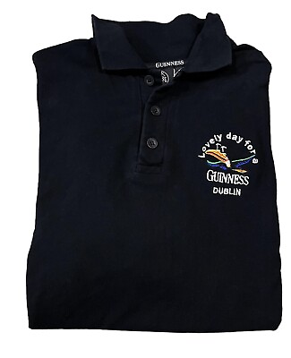 #ad Men#x27;s GUINNESS Beer Dublin Polo Shirt Collar Black Short Sleeves Size XL $24.00