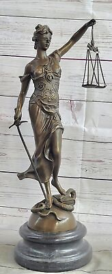 #ad LAWYER LAW STUDENT GRADUATION GIFT Lady Blind Justice Bronze Marble Statue Sale $229.50