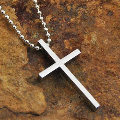 #ad Silver Stainless Steel Jesus Christ Cross Pendant Necklace Chain for Men Women $7.89