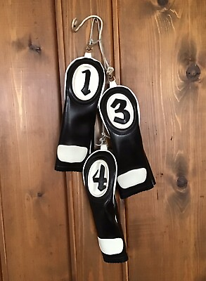 #ad Vintage Golf Club Head Covers 1 3 4 Faux Leather Father’s Day Man Cave Decor $47.00