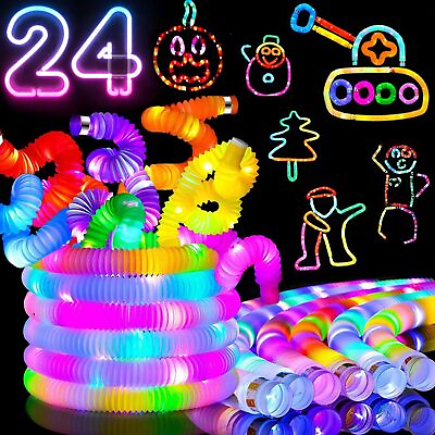 #ad Glow Sticks Light Up Pop Tubes LARGE 8 Pack Sensory Fidget Toys Glow in the Dark $25.05
