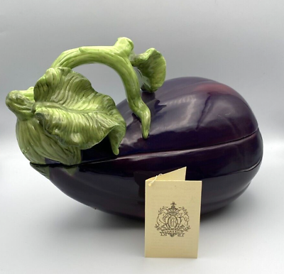 #ad Kaldun amp; Bogle Vegetable Purple Eggplant Covered Serving Dish Bowl 12x7x9 $67.50