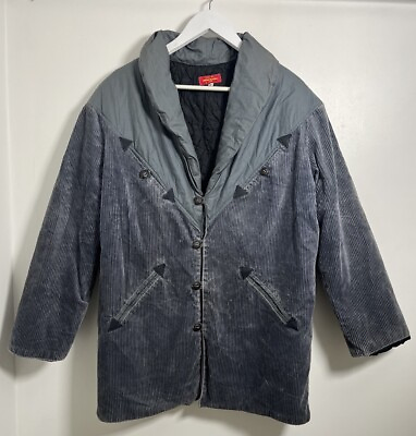 #ad Corduroy Women’s Jacket Vintage XS Chest 42 Inch Grey GBP 19.99