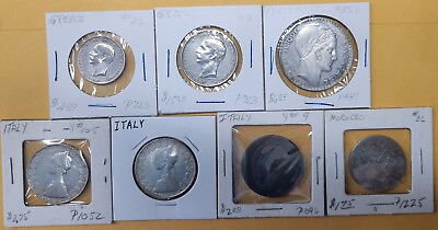 #ad Lot Of 5 World Silver And 1 Italian Copper And 1 Morocco $84.95