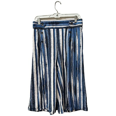 #ad ROBERT LOUIS High Waist Wide Leg Sailor Pant Size Medium Blue White Stripes $14.20