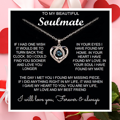 To My Soulmate Wife Necklace Gift for Valentine Fiancée Girlfriend Gifts for Her $29.99