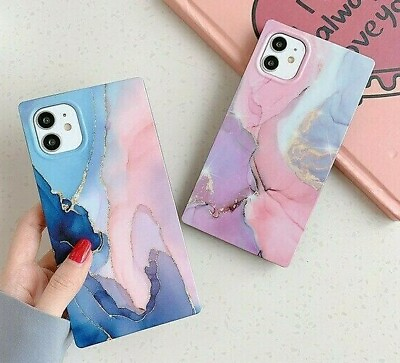 #ad iPhone 12 Pro Max Mini 11 Square Rectangle Marble Case High Quality Gel Rubber $11.98