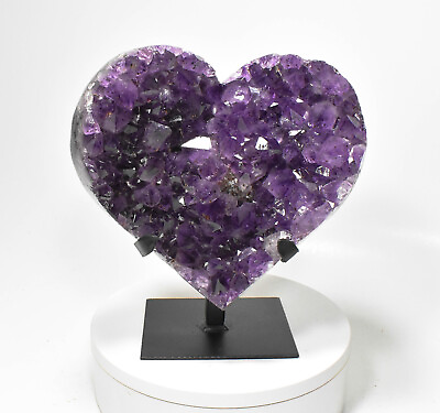 #ad 9.25quot; Beautiful Polished AMETHYST HEART with stand Brazil T218 $573.75