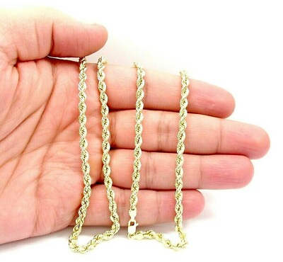 18K Solid Gold Rope Chain Necklace Men Women 3mm 7quot; 8quot; 16quot; 18quot; 20quot; 22quot; 24quot; 30quot; $369.99