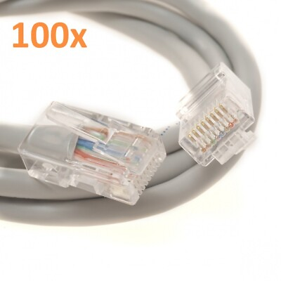 #ad Lot of 100 Cat 5E Ethernet Network Patch Cable RJ45 Lan Wire 24AWG 4P 6 Feet $74.99