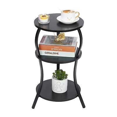 #ad Vintage Small Round Side Table 3 Tier Slim Waist Circular End Table with Sto... $53.60