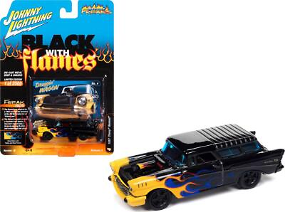 #ad 1957 Chevrolet Nomad Draggin#x27; Wagon Black with Blue and Yellow Flames Black with $20.99