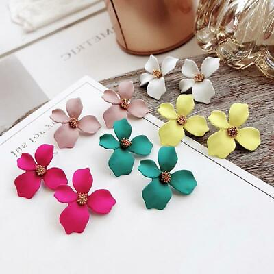 #ad New Flower Earrings Gold Plated 1quot; $12.57