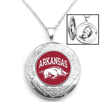 #ad #ad Arkansas Razorbacks Womens Sterling Silver Link Chain Necklace Locket D16 $26.95