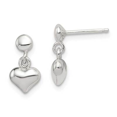 #ad Sterling Silver Dangle Heart Post Earrings 0.44quot; $15.24