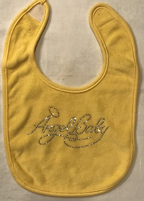 #ad NEW Baby Bib ANGEL BABY silver nailhead design rhinestones BABY BLING GIFT $9.99