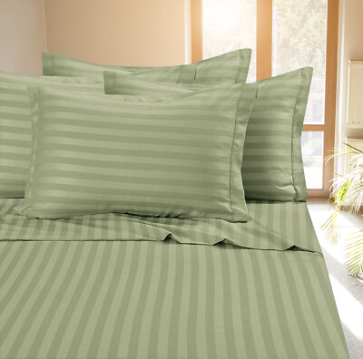 #ad #ad Fine 400 Thread Count 100% Cotton Sateen Bed Sheet Dobby Stripe $19.99