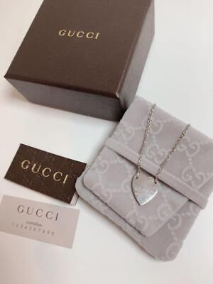 #ad Gucci Pendant Necklace Heart Motif 925 Silver Women Necklace w Box Used $110.89