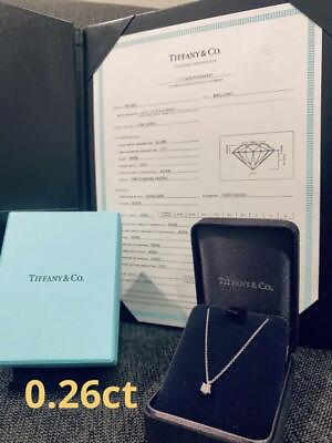 #ad Tiffany Platinum Diamond Solitaire Necklace 0.26ct H Color VVS2 Clarity $1539.94