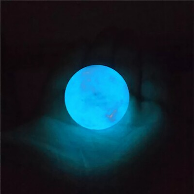 #ad Blue Luminous Quartz Crystal Sphere Ball Glowing Dark Stone With Plastic Base $10.99