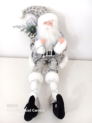 #ad Rachel Zoe Christmas Santa Claus Shelf Sitter Doll White and Silver Decor 30quot; $49.99
