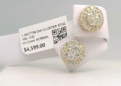 #ad $4600 CERTIFIED 1.25CTTW CT REAL HALO Diamond Studs Earrings SOLID YELLOW Gold $1999.00