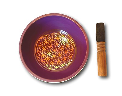 #ad Purple Flower Of Life Genuine Nepalese Singing Bowl Made In Nepal F4 Note Chakra AU $126.65