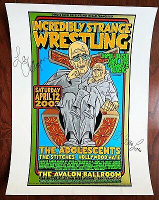 #ad CHUCK SPERRY INCREDIBLY STRANGE WRESTLING AUSTIN POWERS LUCHE LIBRE SIGND POSTER $52.49