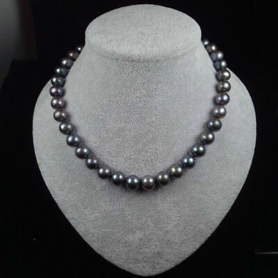 #ad Pearl Necklace Women Natural Freshwater Black Pearl Necklace 925 Silver Jewelry $119.13