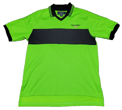 #ad Vintage Polo Sport Ralph Lauren Spell Out Logo Polo Shirt Green Mens Medium $14.85