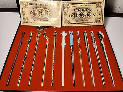 #ad #ad 2ND Gen Harry Potter11 Magic Wands And 2 Tickets Cards Great Gift Box Set $21.99