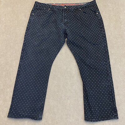 #ad Linea Uomo Jeans Mens 45 Oversized Skater Fit Baggy Loose Black Polka Dot 45x29 $11.66