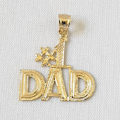 #ad 14k Yellow Gold #1 DAD Pendant Charm Made in USA $119.99