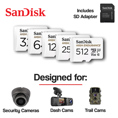 #ad SanDisk High Endurance Micro SD Memory Card 32GB 64GB 128GB 256GB V30 C10 CCTV $308.99