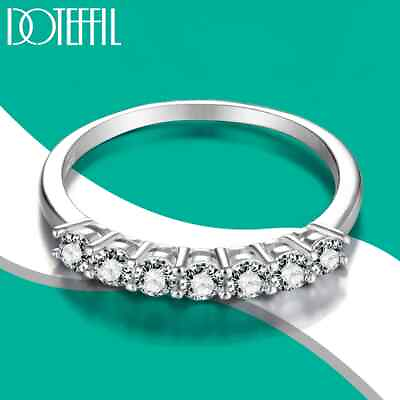 #ad DOTEFFIL D Color 7 Stones 3mm VVS1 Full Moissanite Ring 925 Silver Jewelry $16.33