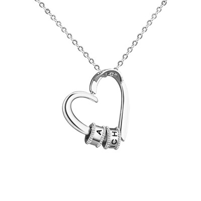 #ad Personalized Name Necklace Love Heart Beads Charm Pendant Jewelry Gift For Her $15.99