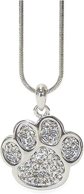 Pet Lovers Clear Crystal Paw Print Pendant Necklace $16.95