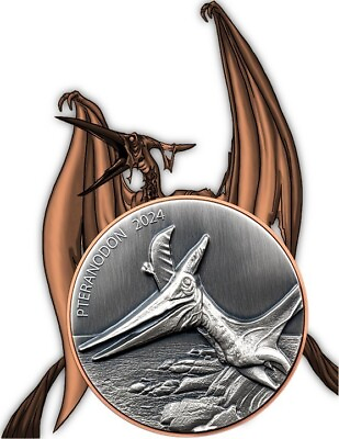 #ad Vanuatu 10 Vatu 2024 Pteranodon Silver Giant Coin $174.99