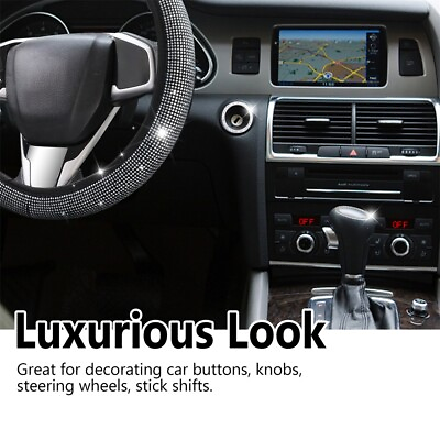 Car Bling Set Steering Wheel Covers License Plate Frame Ignition Sticker $25.88