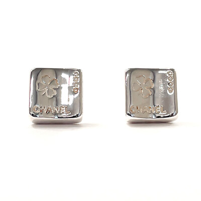 #ad CHANEL Earring square clover vintage Silver925 accessory Women $428.00