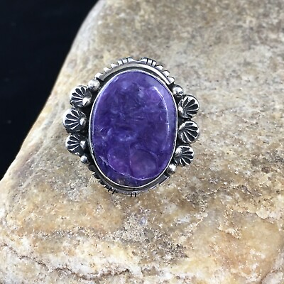 #ad Purple Charoite Navajo Sterling Silver Ring Size 9 10109 $299.99