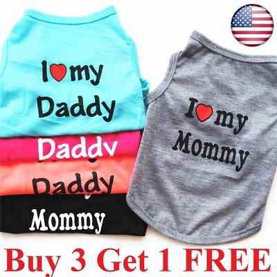 #ad Pet Dog Clothe T Shirt Vest Clothing Puppy Cat Cute Printed Love Mom Dad Apparel $5.99
