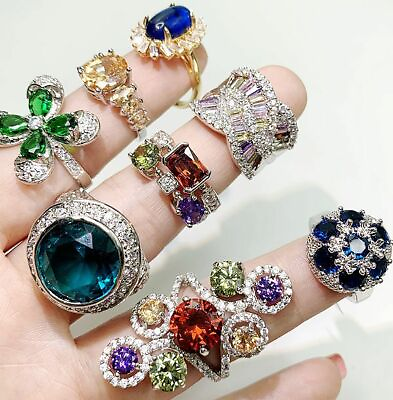 #ad Luxurious Rings Wholesale Mixed Lots 5 100pc Big Gemstones Crystal Jewelry Ring $132.99