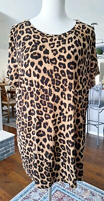 #ad Torrid Women Leopard SUPER SOFT Knit T Shirt Size 2 Animal Print Plus Size $18.97