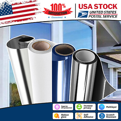 #ad US DIY Window Tint One Way Mirror Privacy Glass Film UV Reflective Home Office $26.99