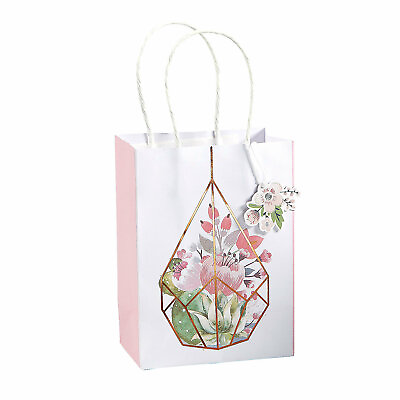 #ad Medium Rose Gold Floral Gift Bags Party Supplies 8 Pieces $19.35