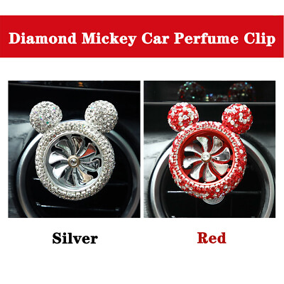 #ad Crystal Bling Diamond Fragrance Mickey Fan Car Air Fresher Vent Perfume Clip $12.99