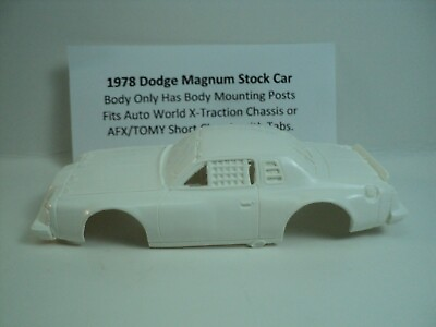 #ad HO Slot Car Resin Body 1978 Dodge Magnum White AFX TOMY Mega G Short Chassis $7.99
