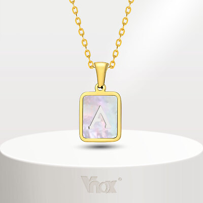 #ad Vnox Gold Stainless Steel Hollow Letter Shell Pendant Necklace for Women Jewelry $9.99